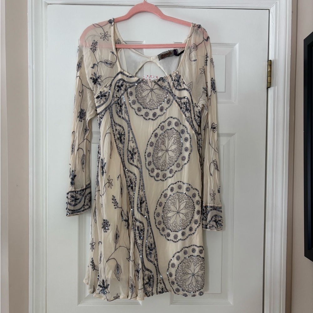 Free People My Beloved Georgette Sequined Mini Dress - Picture 9 of 10